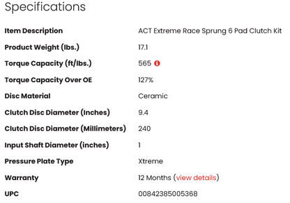 ACT Extreme Race Sprung 6 Pad Clutch Kit - SR20DET 565ft/lbs