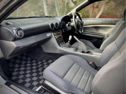P2M S15 Silvia Front Checkered Race Floor Mats - Dark Grey