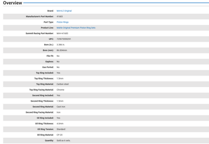 Mahle Premium Chrome Piston Ring Set 2JZ GE