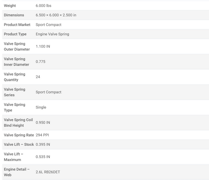 Manley Nissan RB26DETT 80lbs Valve Springs - Set/24