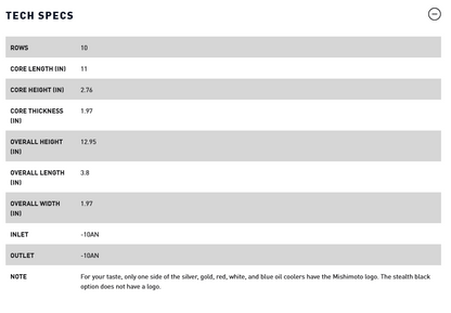 Mishimoto Universal 10 Row Oil Cooler - Silver