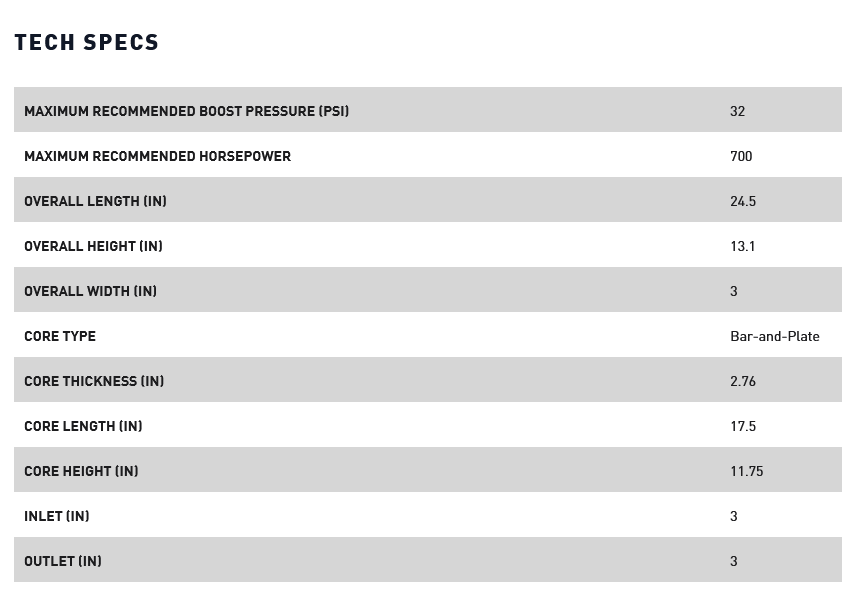 Mishimoto G Line Bar & Plate Intercooler - 3in Inlet/Outlet - Silver