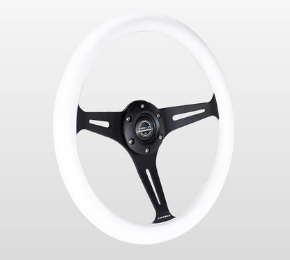 NRG Classic Wood Grain Steering Wheel 350mm - Glow-N-The-Dark Green