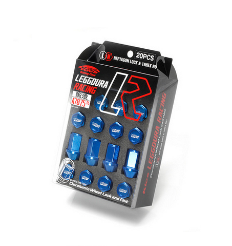 Project Kics 12x1.25 Leggdura Racing Lug Nuts - Blue w/Laser Logo - 20 Pcs