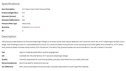 ACT Heavy Duty Clutch Pressure Plate 7M 1JZ 2JZ R154 W58
