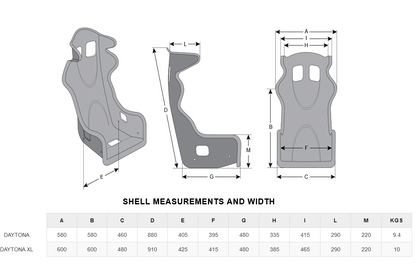 Momo Daytona FIA Halo Bucket Seat XL - Black Hardshell