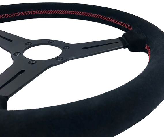P2M 340mm Competition Steering Wheel - 30mm Dish Black Suede