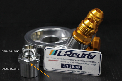 GReddy Type-E Oil Cooler Sandwich Block w/Thermostat - M20x1.5 - 3/4-16UNF