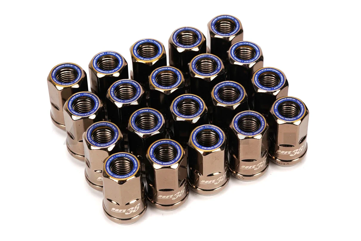 Wheel Mate Muteki HR38 Open End Lug Nuts 12x1.25 Titanium Chrome / Blue Ring