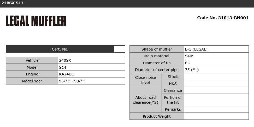HKS Sport Cat-Back Exhaust - 240sx S14 S15 KA24DE / SR20