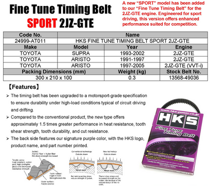 HKS Fine Tune Timing Belt SPORT - 2JZ-GTE Toyota Supra