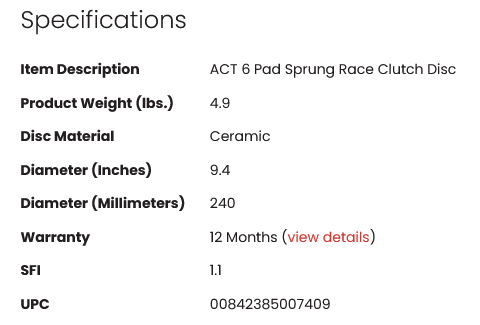 ACT 6 Pad Sprung Race Clutch Disc - SR20DET