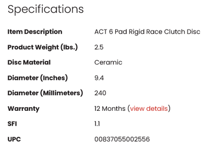 ACT 6 Pad Rigid Race Clutch Disc - SR20DET