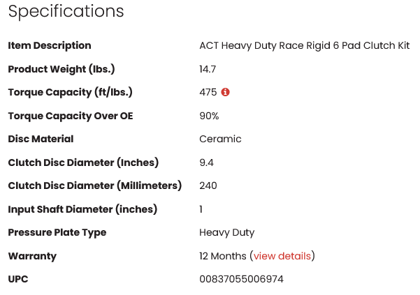 ACT Heavy Duty Race Rigid 6 Pad Clutch Kit - SR20DET 475ft/lbs