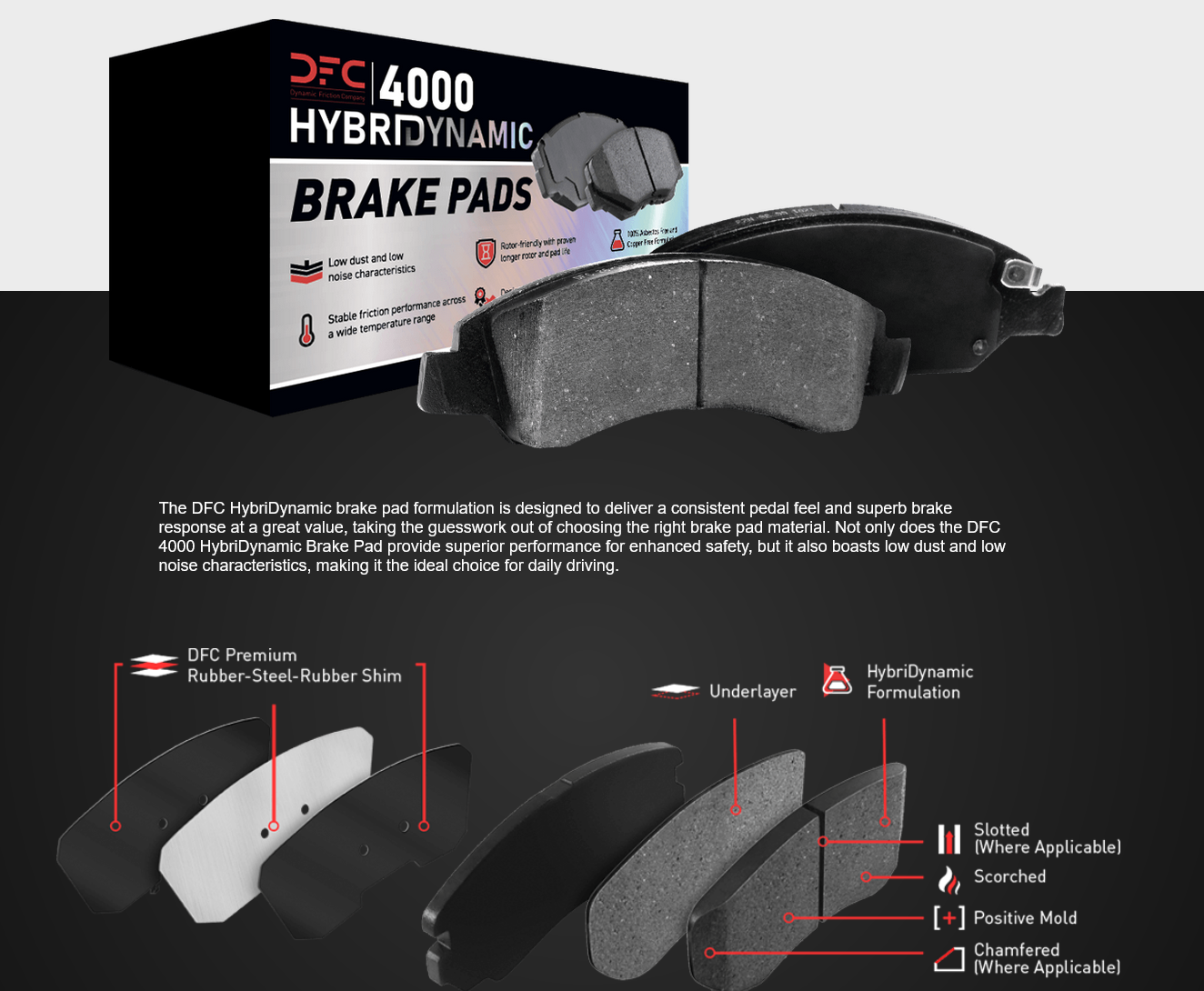 DFC 4000 HybriDynamic Brake Pads Kit 89-98 240sx - Front ABS
