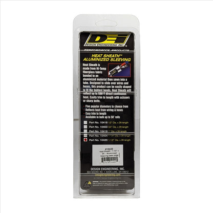DEI Heat Sheath 1-1/2in I.D. x 3ft - Aluminized Sleeve - Sewn Edge