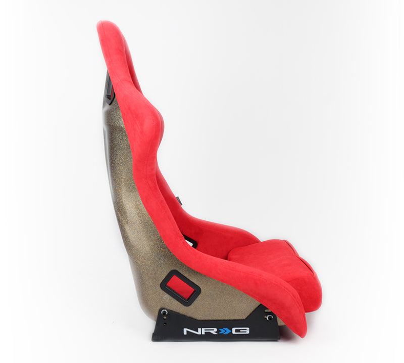 NRG FRP Bucket Seat ULTRA Edition Red Alcantara / Gold Glitter - Large