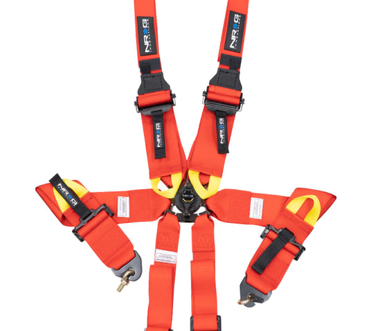 NRG FIA 6 point 3in Seat Belt - Rotary CamLock Harness - Red