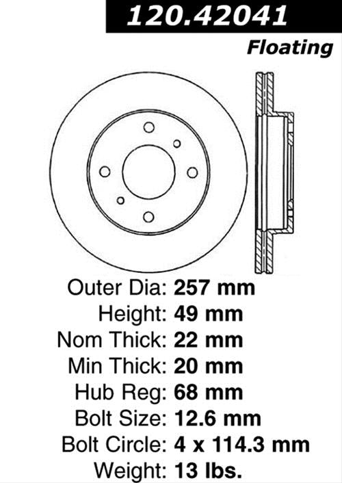 Centric C-Tek 240sx S13 / S14 (89-96) 4 Lugs Front Semi-Coated Rotor - SINGLE