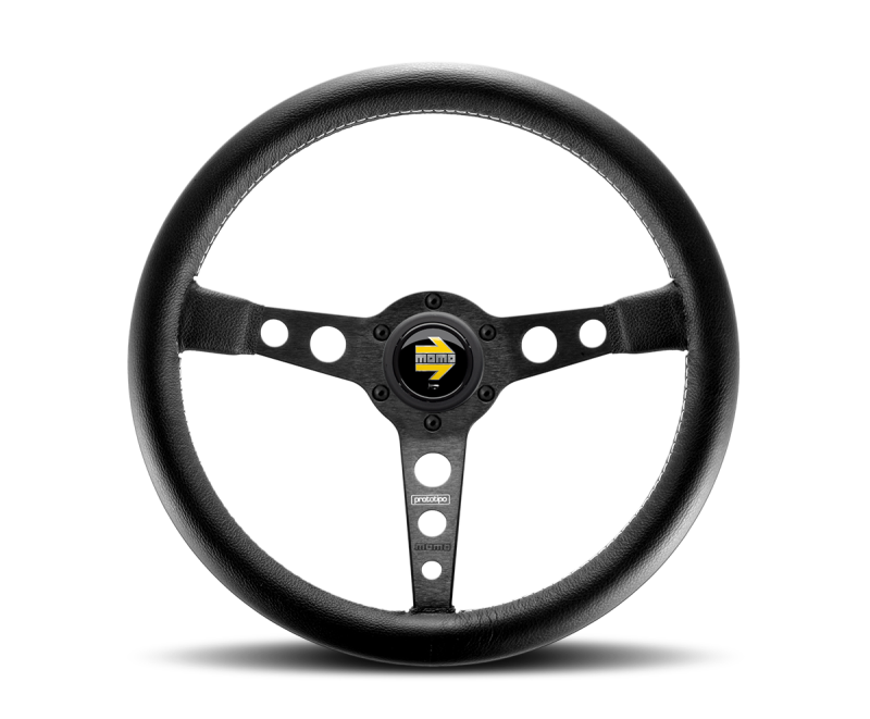 Momo Prototipo 350 mm Steering Wheel - Leather/Black Spokes