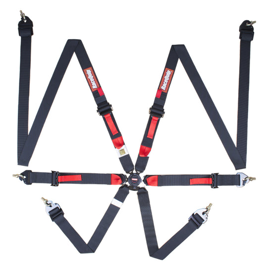 RaceQuip FIA 6pt 2in Harness Seat Belt Camlock Pull Up - Black