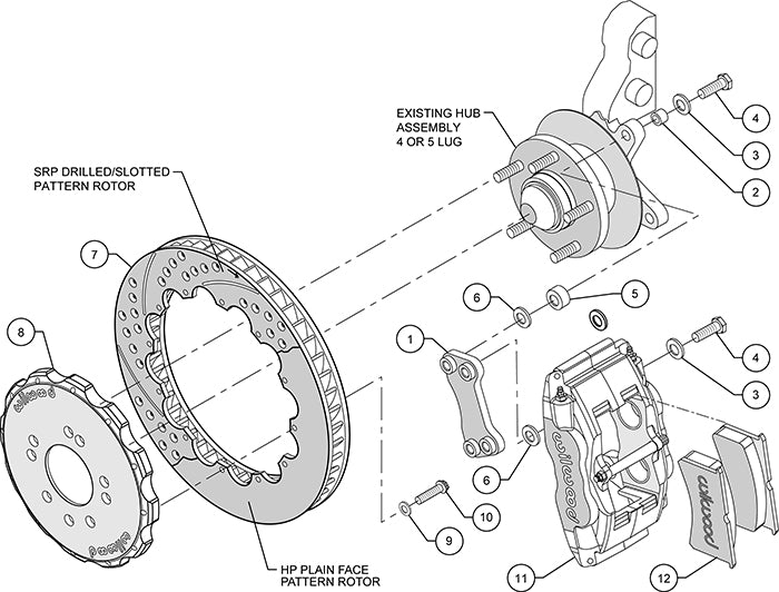 Wilwood Front Big Brake Kit 13.00in Drilled & Slotted Red - 240SX S13 S14