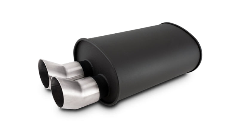 Vibrant Streetpower Muffler 9.5x6.75x15in 2.5in Inlet ID 3in Tip OD w/Dual DTM Tips