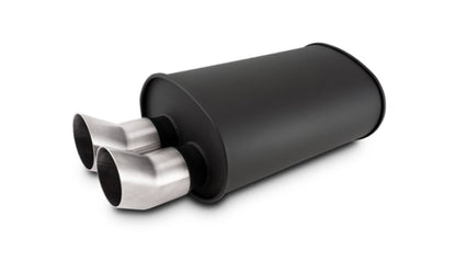 Vibrant Streetpower Muffler 9.5x6.75x15in 2.5in Inlet ID 3in Tip OD w/Dual DTM Tips