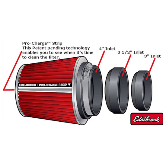 Edelbrock Air Filter - up to 500hp - Pro-Flo Series Conical 10In Tall Blue/Chrome