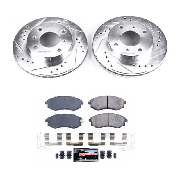 Power Stop 96-98 240SX Z23 Evolution Sport Drilled & Slotted Brake Kit - Front 4 Lug