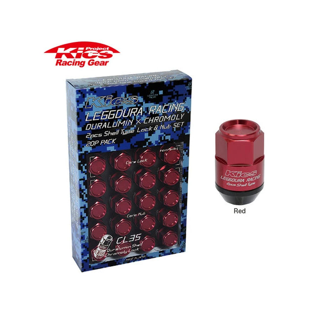 Project Kics Leggdura Racing Lug Nut 35Mm Closed-End 16 Pcs + 4 Locks 12X1.25 Red