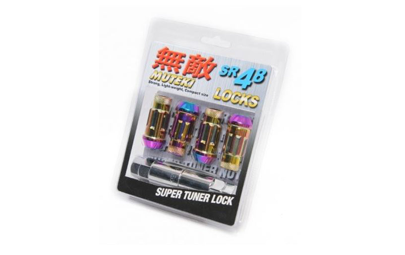Wheel Mate Muteki SR48 Open End Locking Lug Nut Set of 4 - Neon 12x1.25 48mm