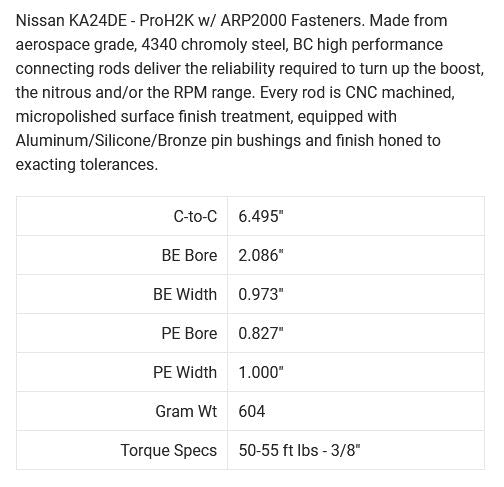 Brian Crower Connecting Rods - KA24DE - 6.495 - ProH2K w/ARP2000 Fasteners