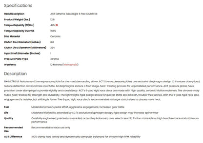 ACT Extreme Race Rigid 6 Pad Clutch Kit 240sx KA24DE 475tq