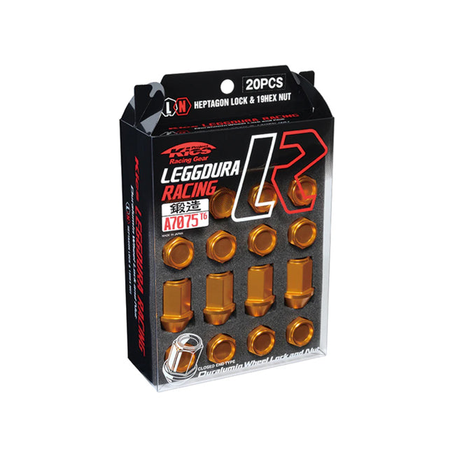 Project Kics 12x1.25 Leggdura Racing Lug Nuts - Yellow Gold w/Laser Logo (20 Pcs)