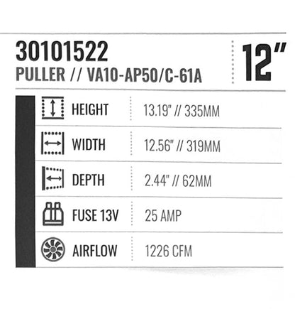 SPAL 1328 CFM 12in Medium Profile Curved Fan - Puller