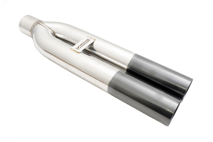 Megan 3in Universal Dual Blast Pipes Exhaust Straight Tip - Black Chrome