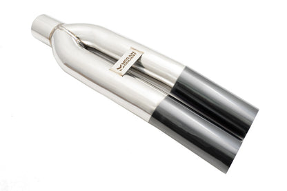 Megan 3in Universal Dual Blast Pipes Exhaust Angled Tip - Black Chrome