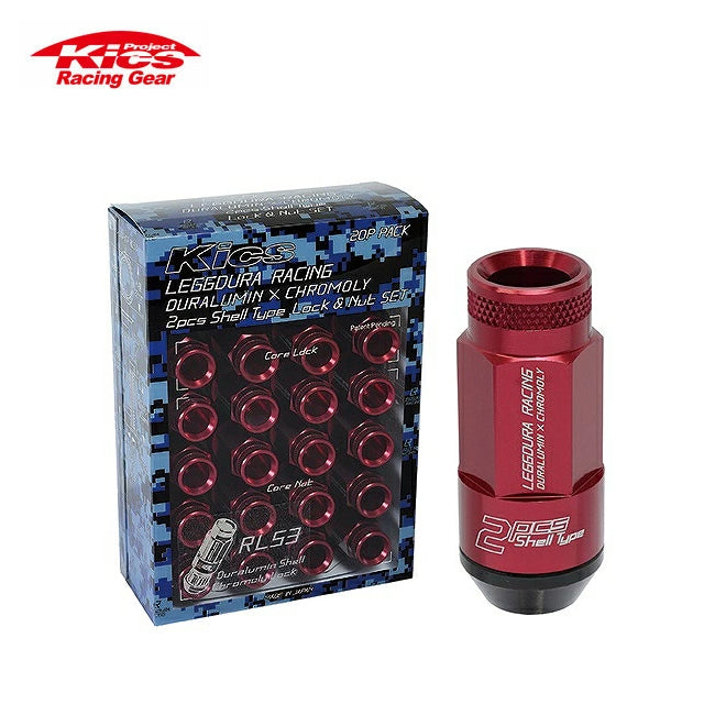 Project Kics Leggdura Racing Lug Nut 53mm Open-End 16 Pcs + 4 Locks 12x1.25 Red