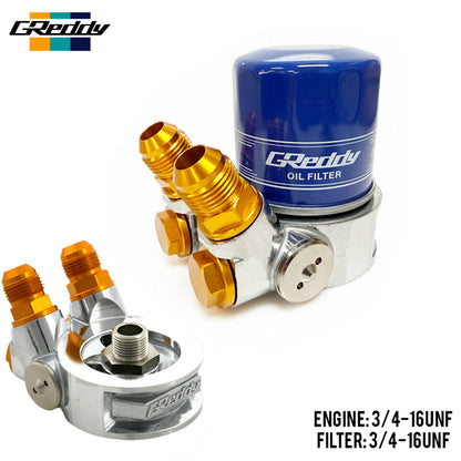 GReddy Type-E Oil Cooler Sandwich Block w/Thermostat - 3/4-16UNF