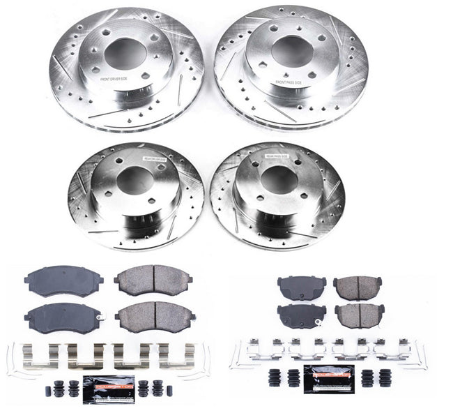 Power Stop 89-98 240SX Z23 Evolution Sport Drilled & Slotted Brake Kit - Front & Rear 4 Lug
