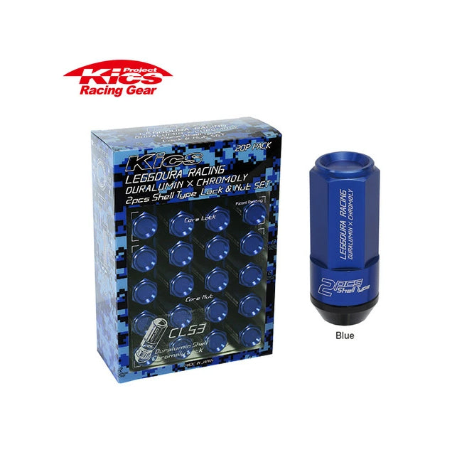 Project Kics Leggdura Racing Lug Nut 53mm Closed-End 16 Pcs + 4 Locks 12X1.25 Blue