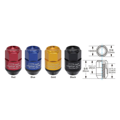 Project Kics Leggdura Racing Lug Nut 35Mm Closed-End 16 Pcs + 4 Locks 12X1.25 Red